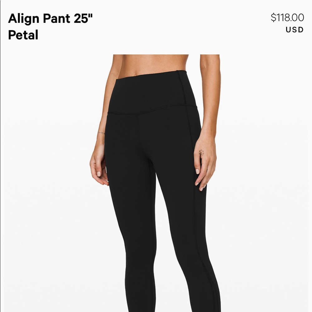 Lululemon align pant petal size 6 black